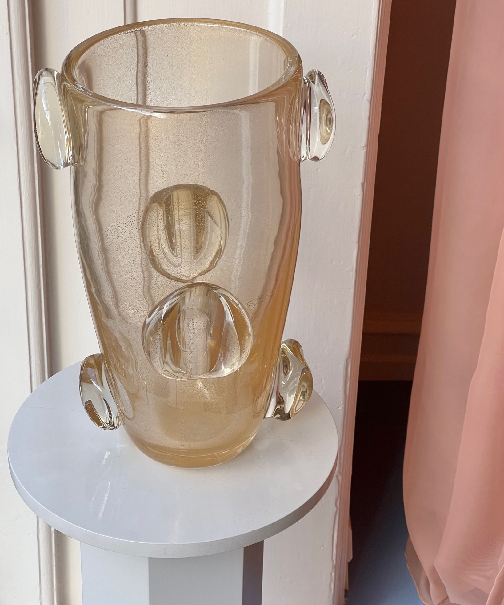 Large vintage golden / clear Murano vase