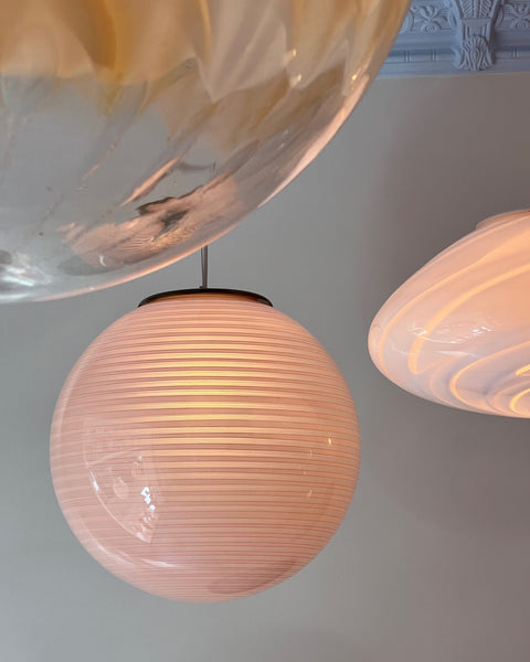 Vintage Murano light pink swirl ceiling lamp (D40)