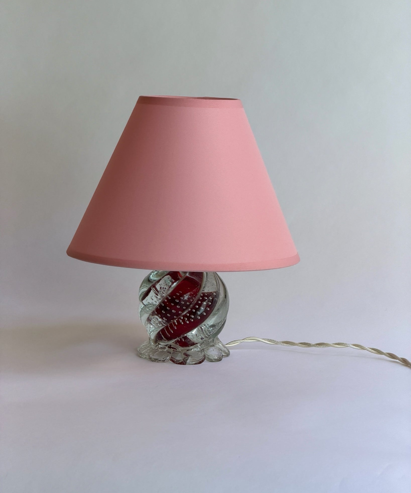 Vintage clear / red Murano table lamp (with lampshade)