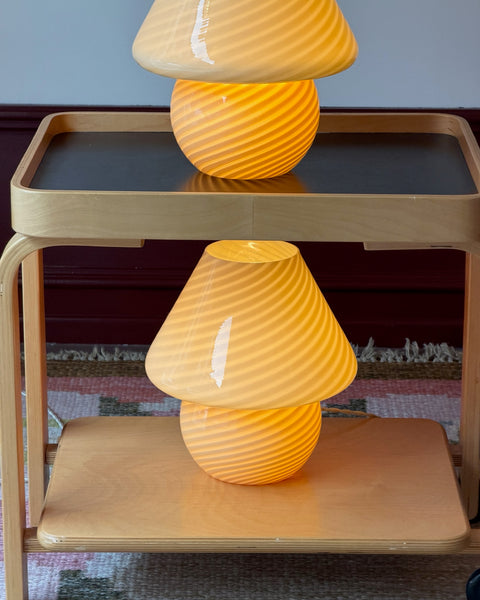 Vintage yellow swirl Murano mushroom table lamp (2 available)