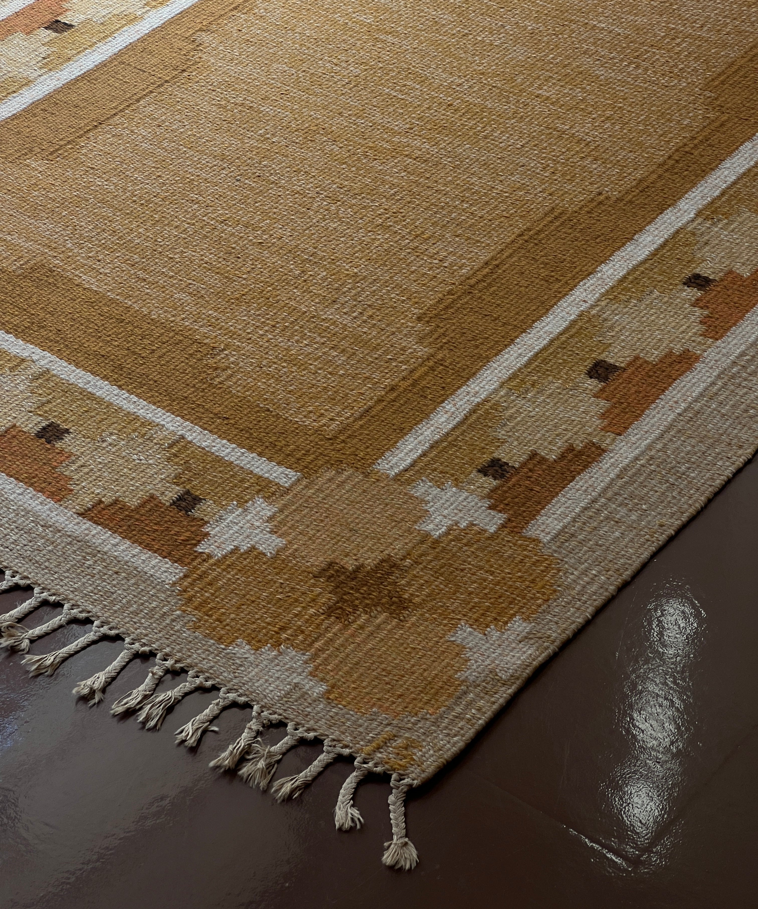 Vintage flat weave rug by Ingegerd Silow (IS)