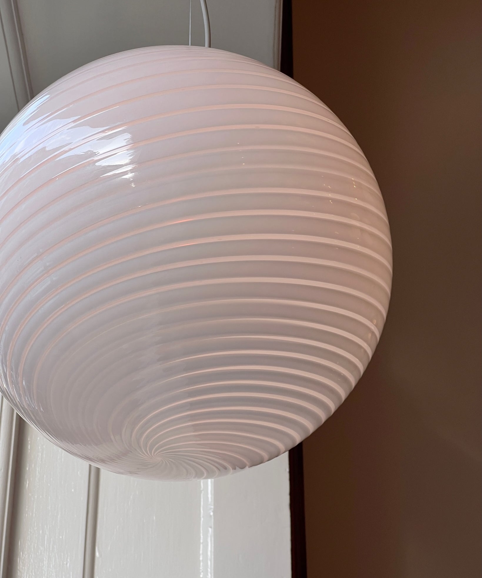 Vintage Murano white swirl ceiling lamp (D40)
