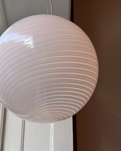 Vintage Murano white swirl ceiling lamp (D40)