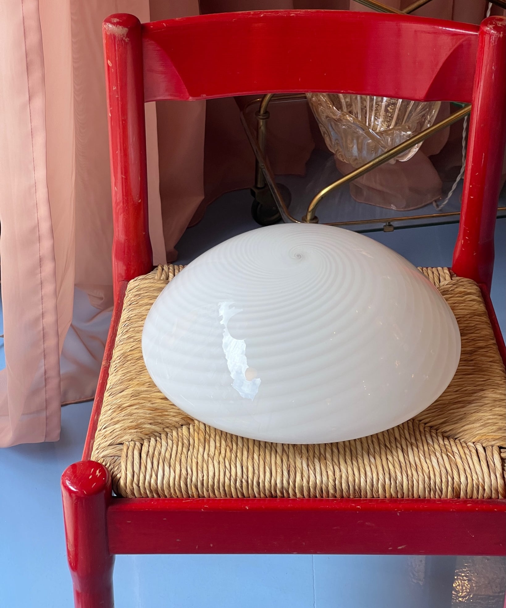 Vintage Murano white swirl ceiling/wall lamp (D36)