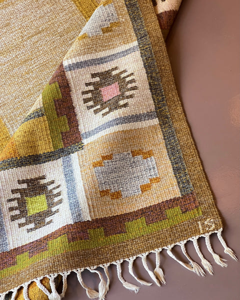 Vintage flat weave rug by Ingegerd Silow (IS)