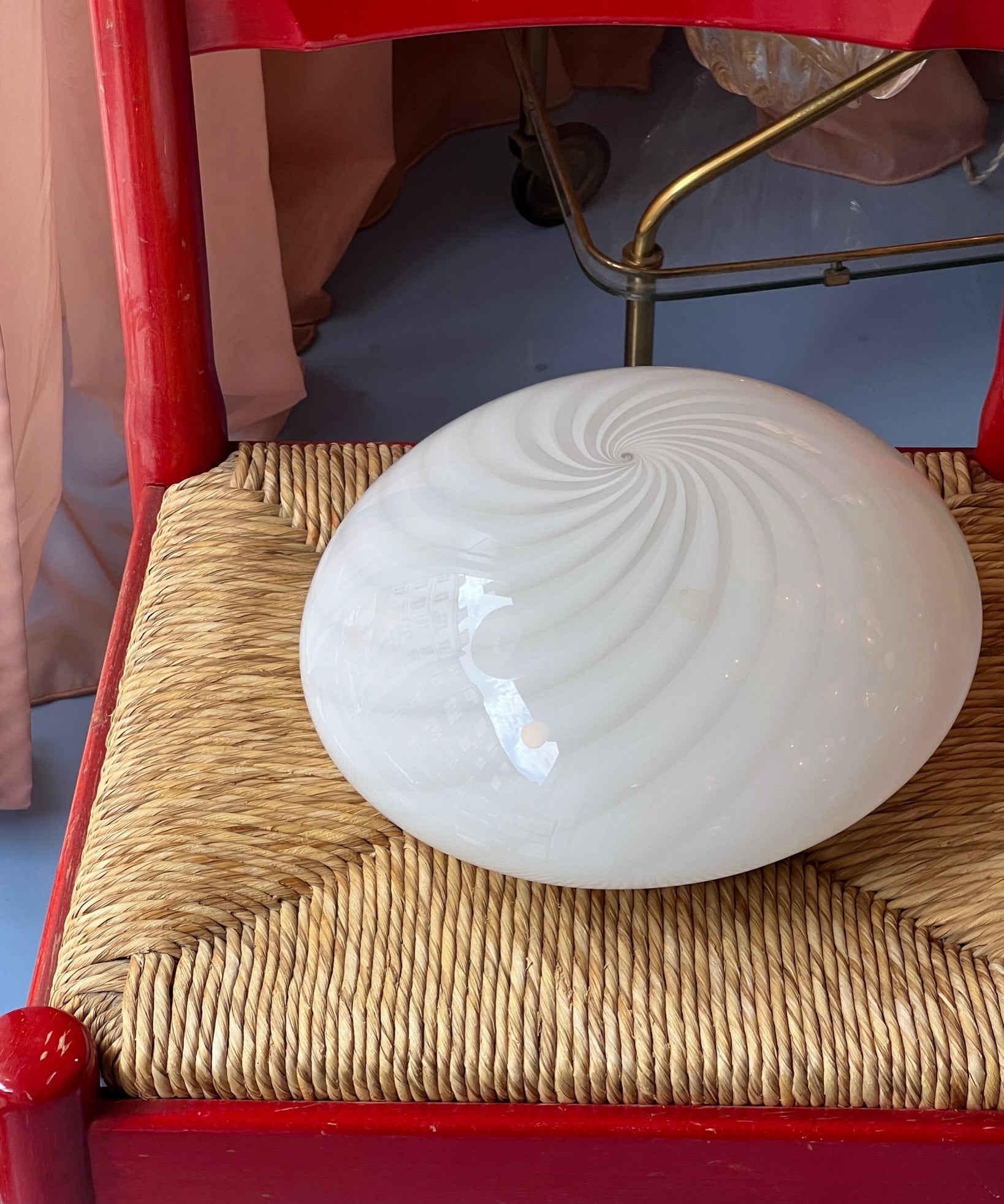 Vintage Murano white swirl ceiling/wall lamp (D28)