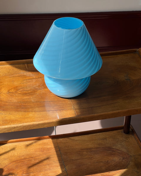 Mushroom table lamp - Light blue swirl