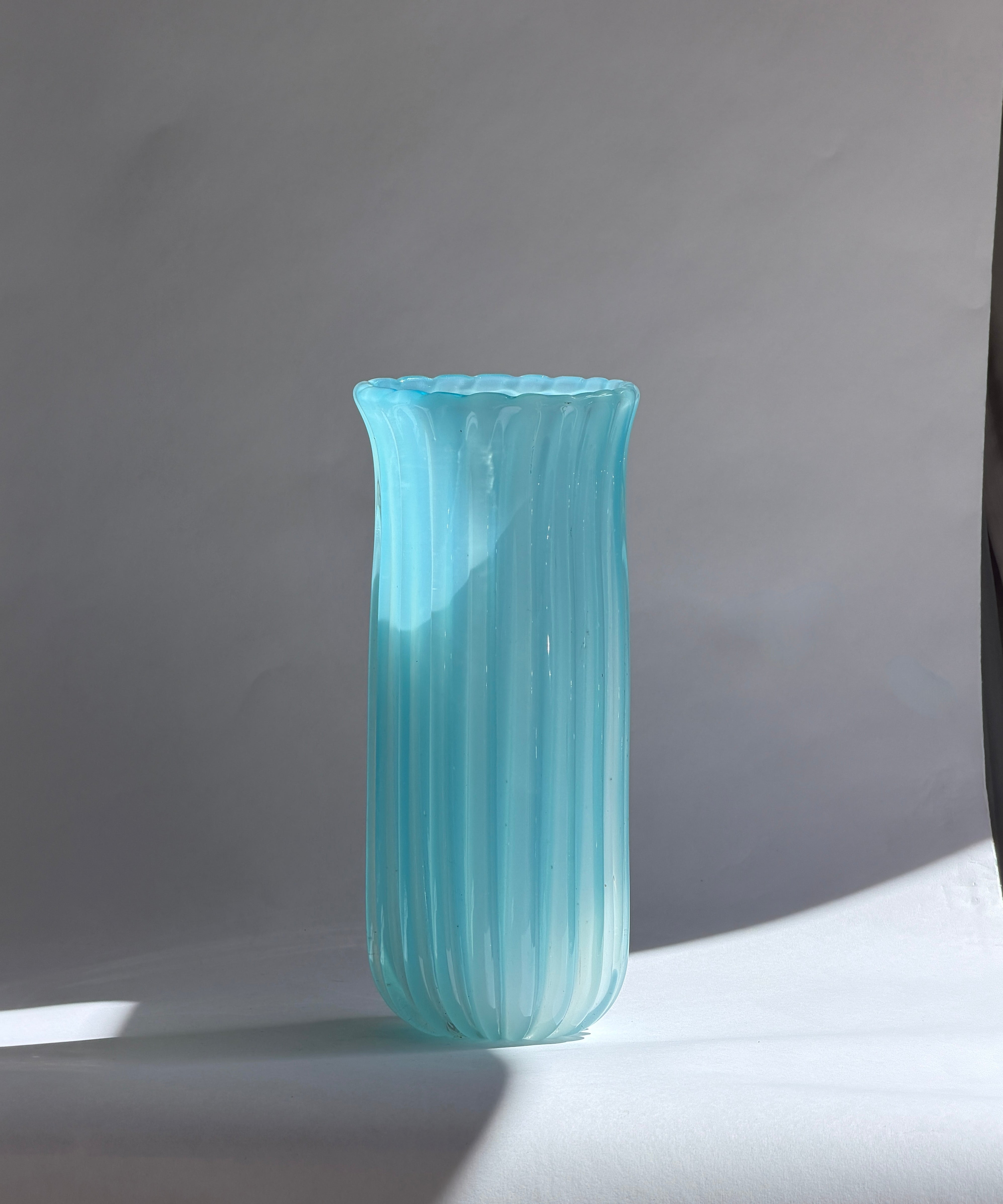 Vintage opal blue Murano vase (2 available)