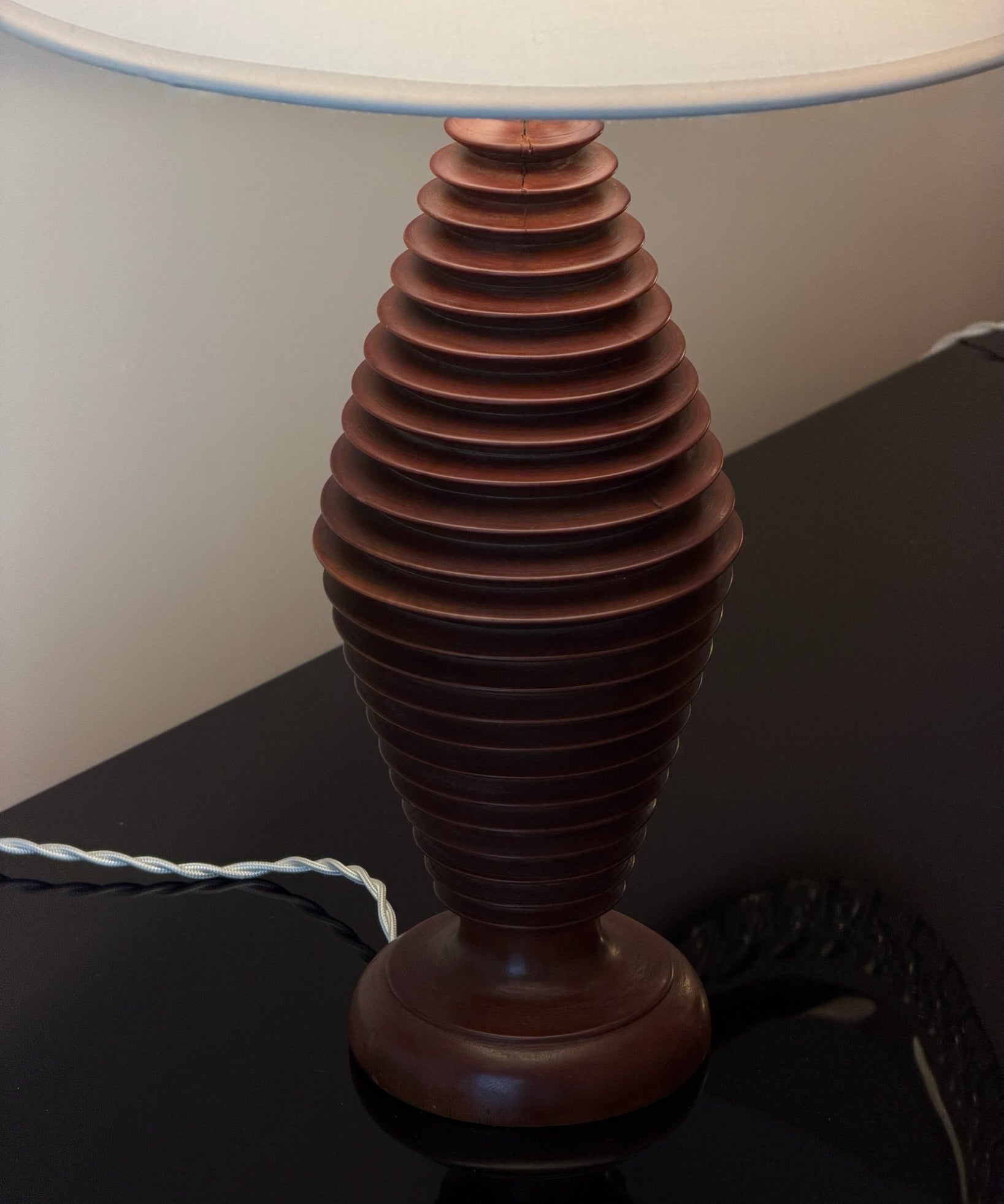 Vintage large wooden table lamp