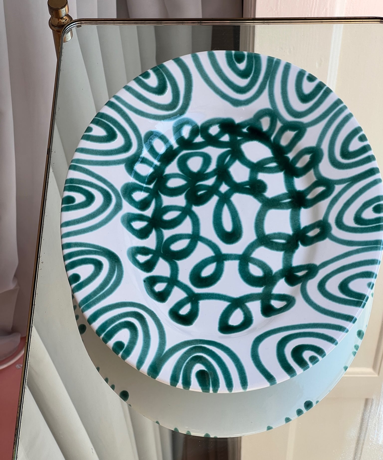 Vintage green / white ceramic dish
