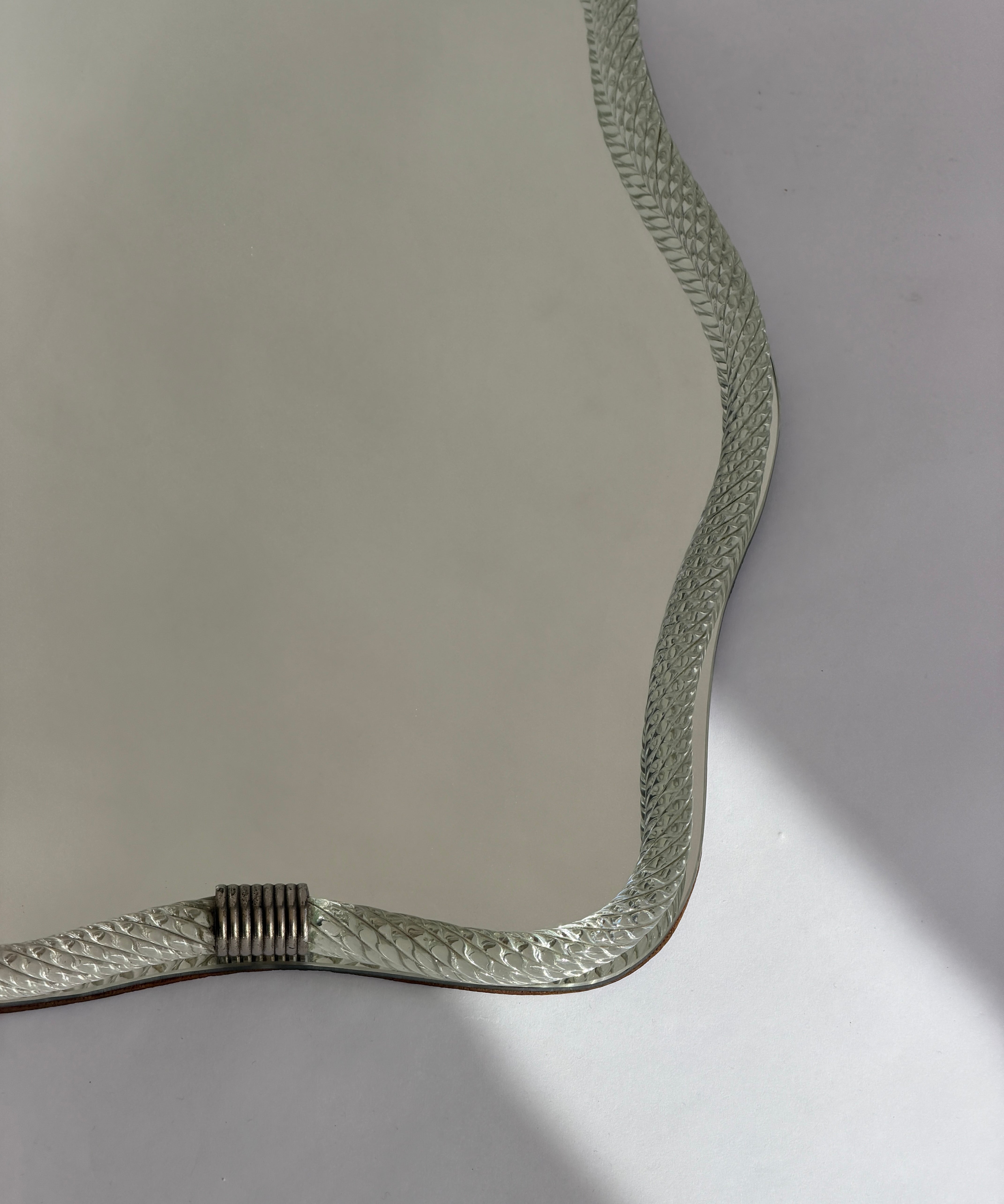 Large vintage Italian mirror with twisted clear glass frame