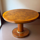 Vintage round lacquered burl wood dining table