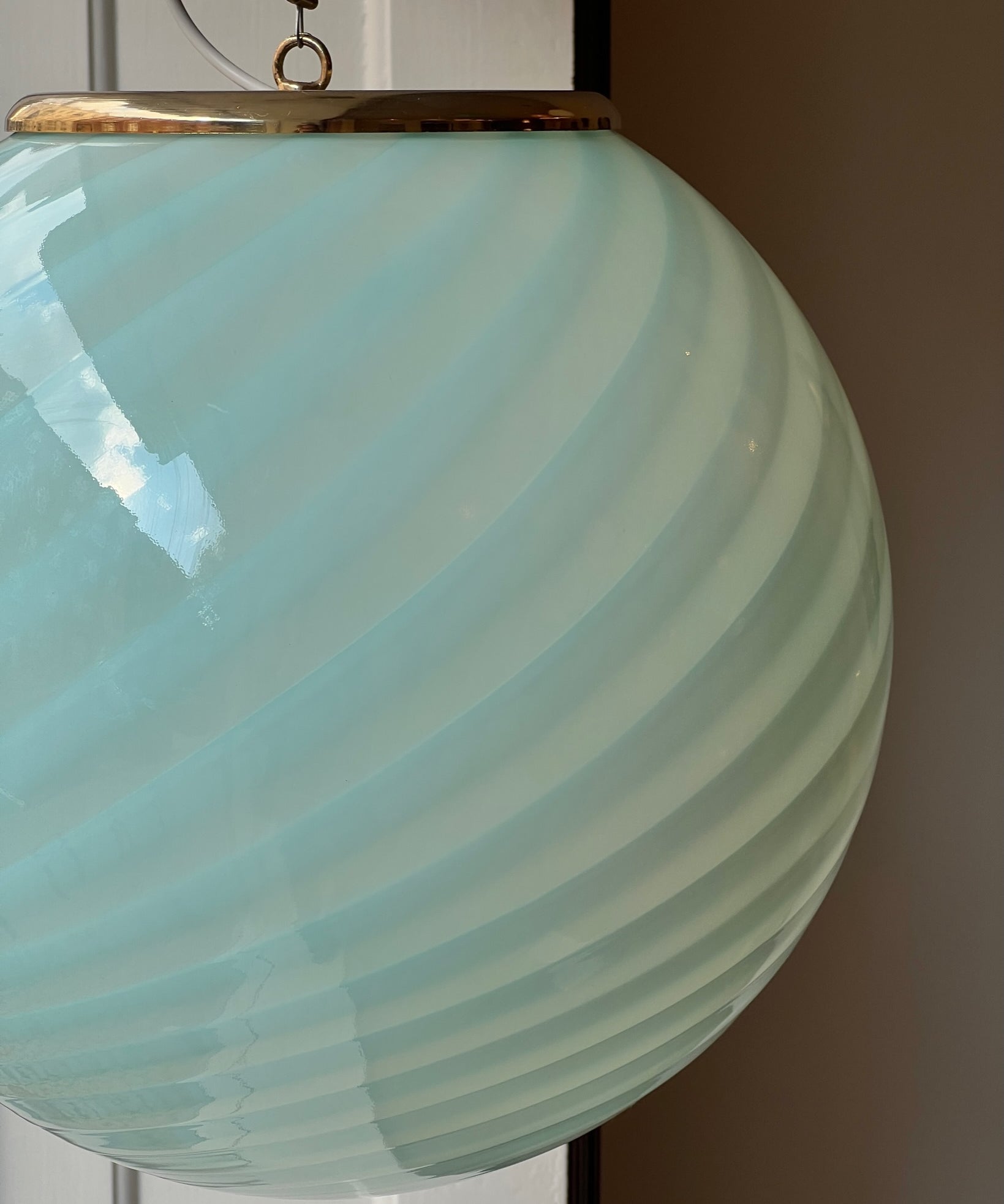 Vintage Murano light blue swirl ceiling lamp (D40)