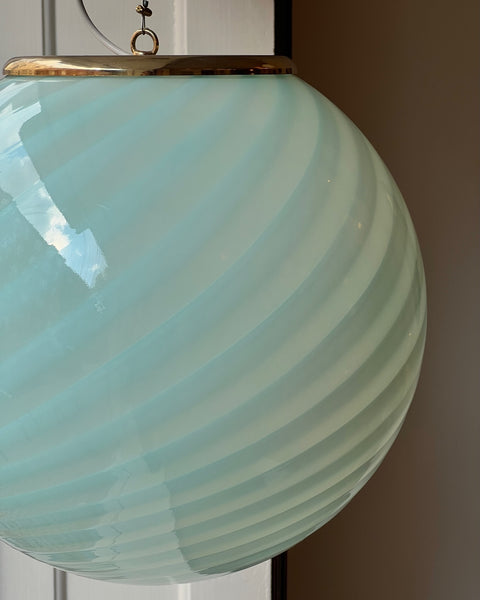 Vintage Murano light blue swirl ceiling lamp (D40)