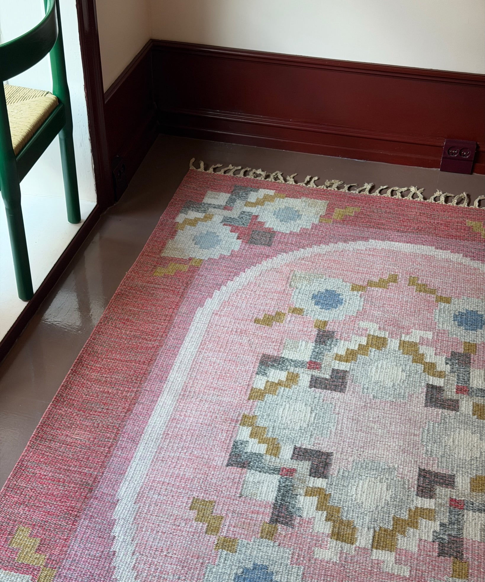 Vintage flat weave rug by Ingegerd Silow (IS)