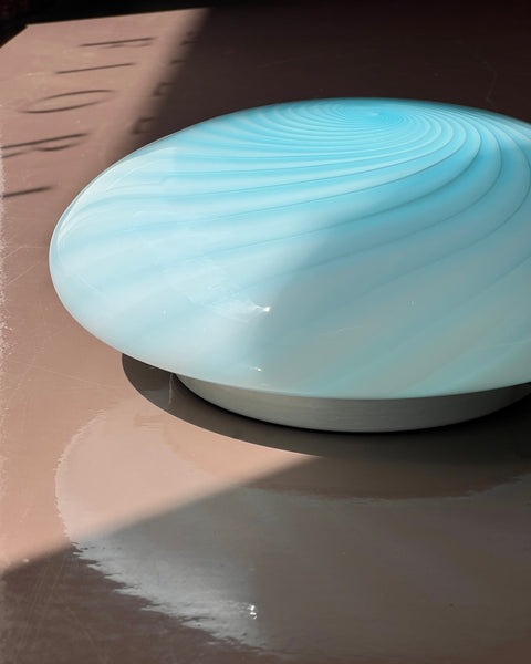 Vintage Murano light blue swirl ceiling/wall lamp (D30)