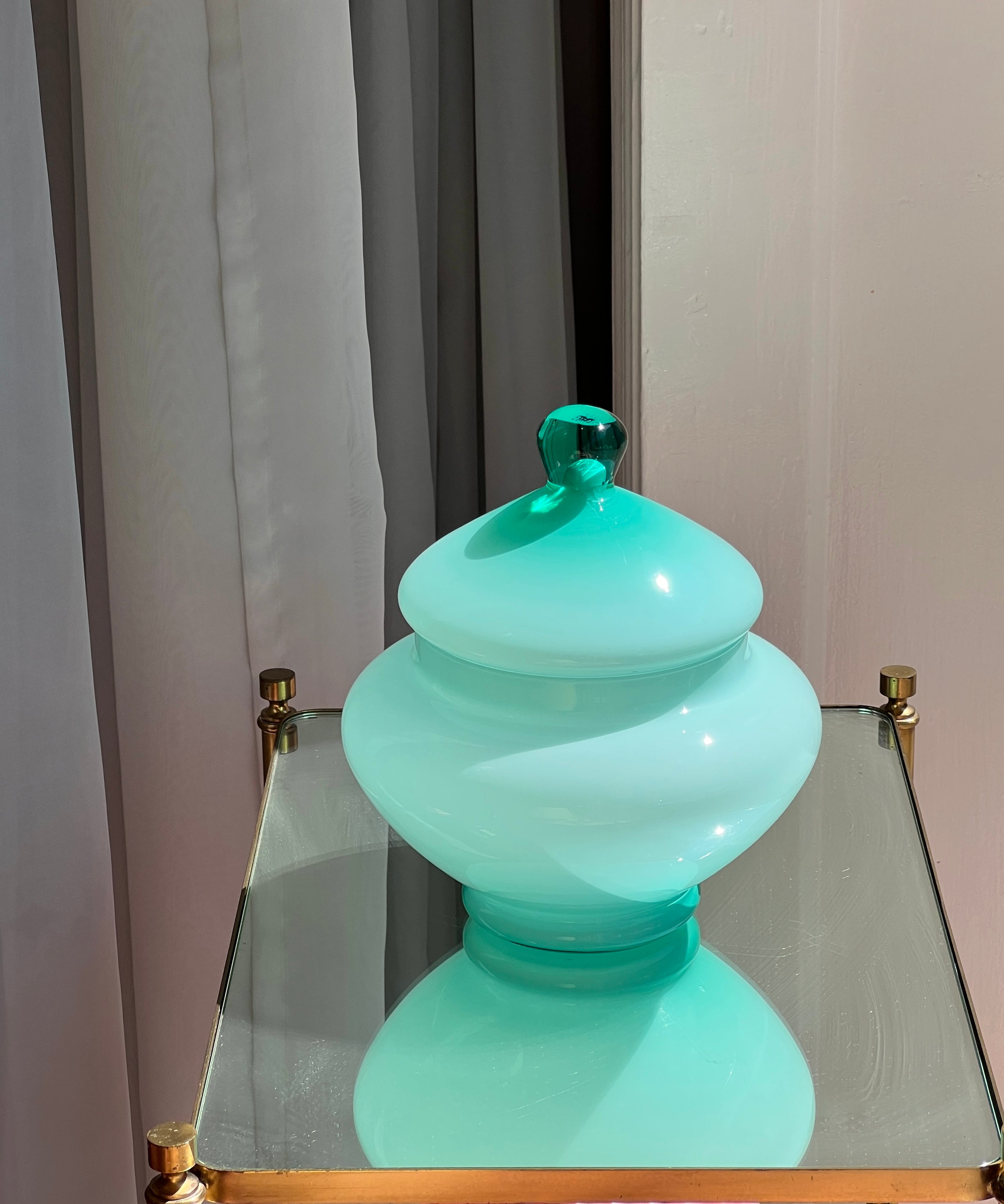 Vintage Murano opal green bonbonniere