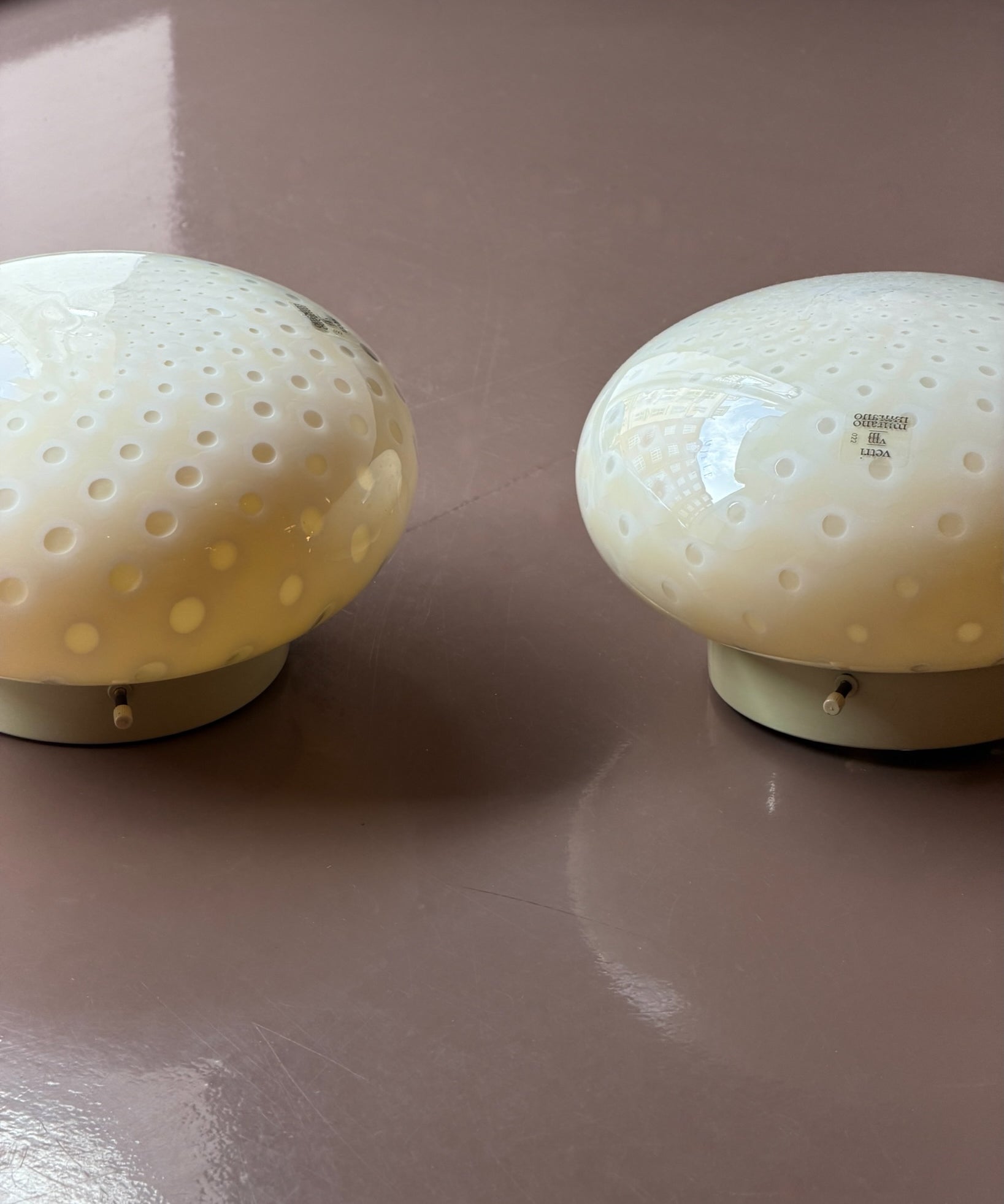 Vintage Murano yellow dotted ceiling/wall lamp