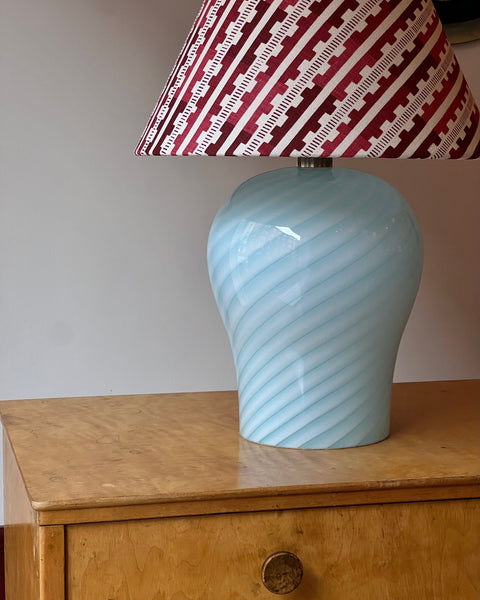 Vintage light blue swirl Murano table lamp (without shade) (Large)