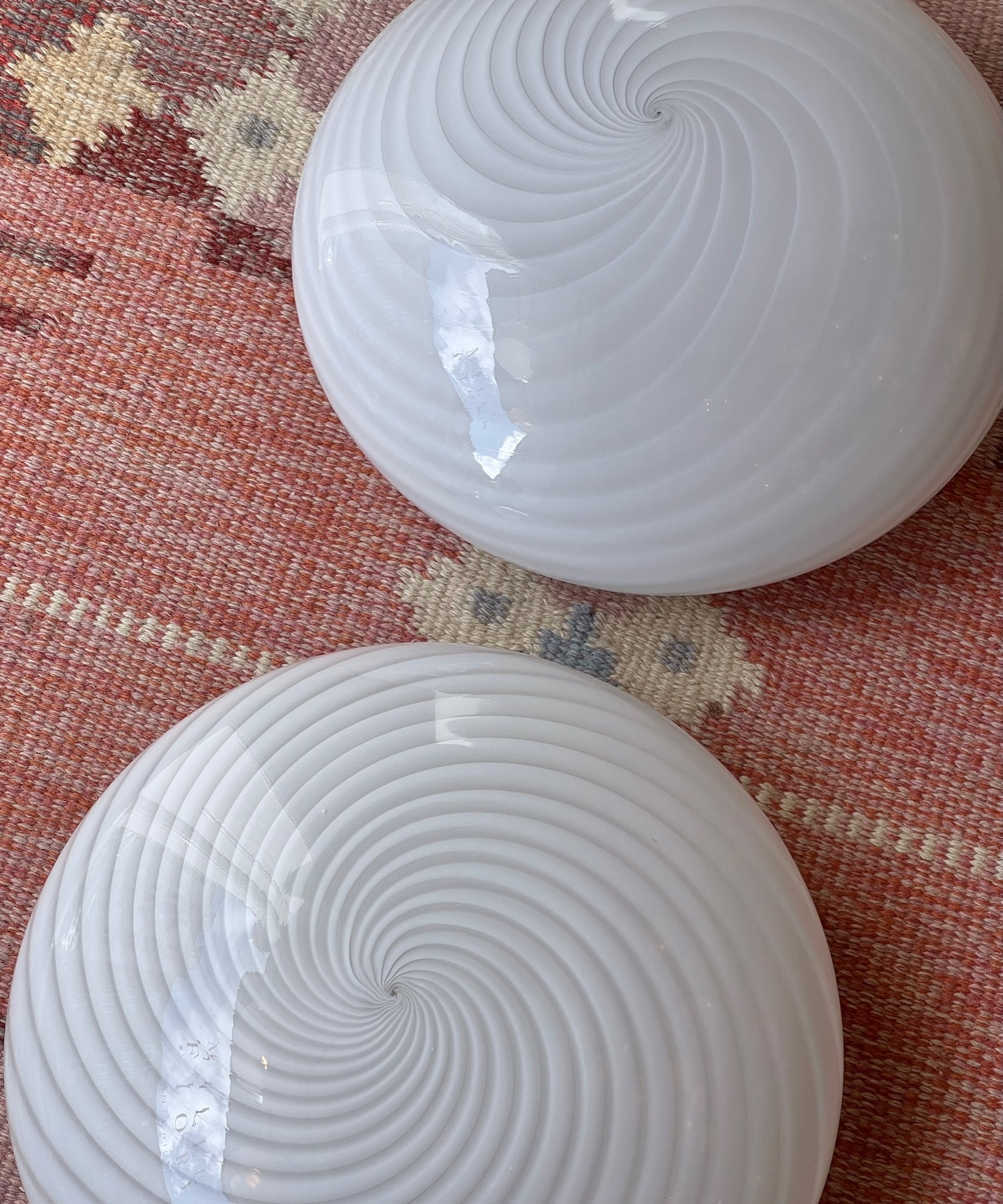 Vintage Murano white swirl ceiling/wall lamp (D38)