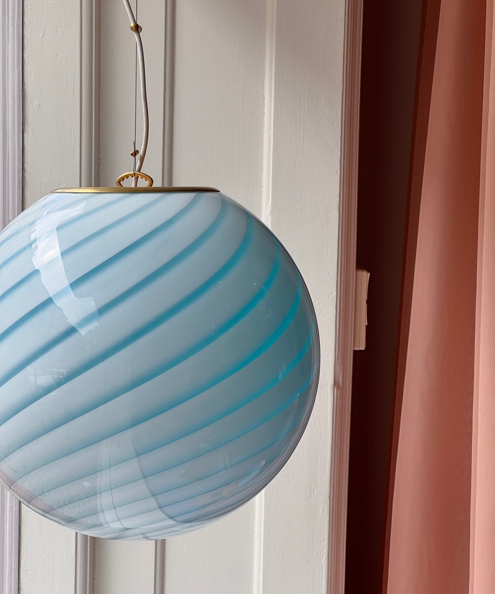 Candy ceiling lamp - Aqua blue swirl (D40) (Available upon request)