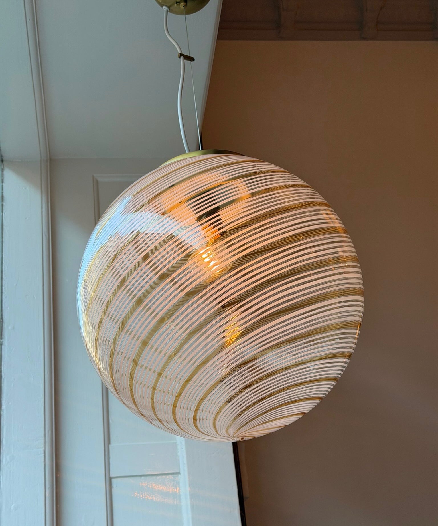 Vintage golden clear Murano ceiling lamp (D40)