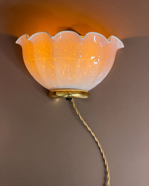 Vintage light pink dotted Murano wall lamp (2 available)