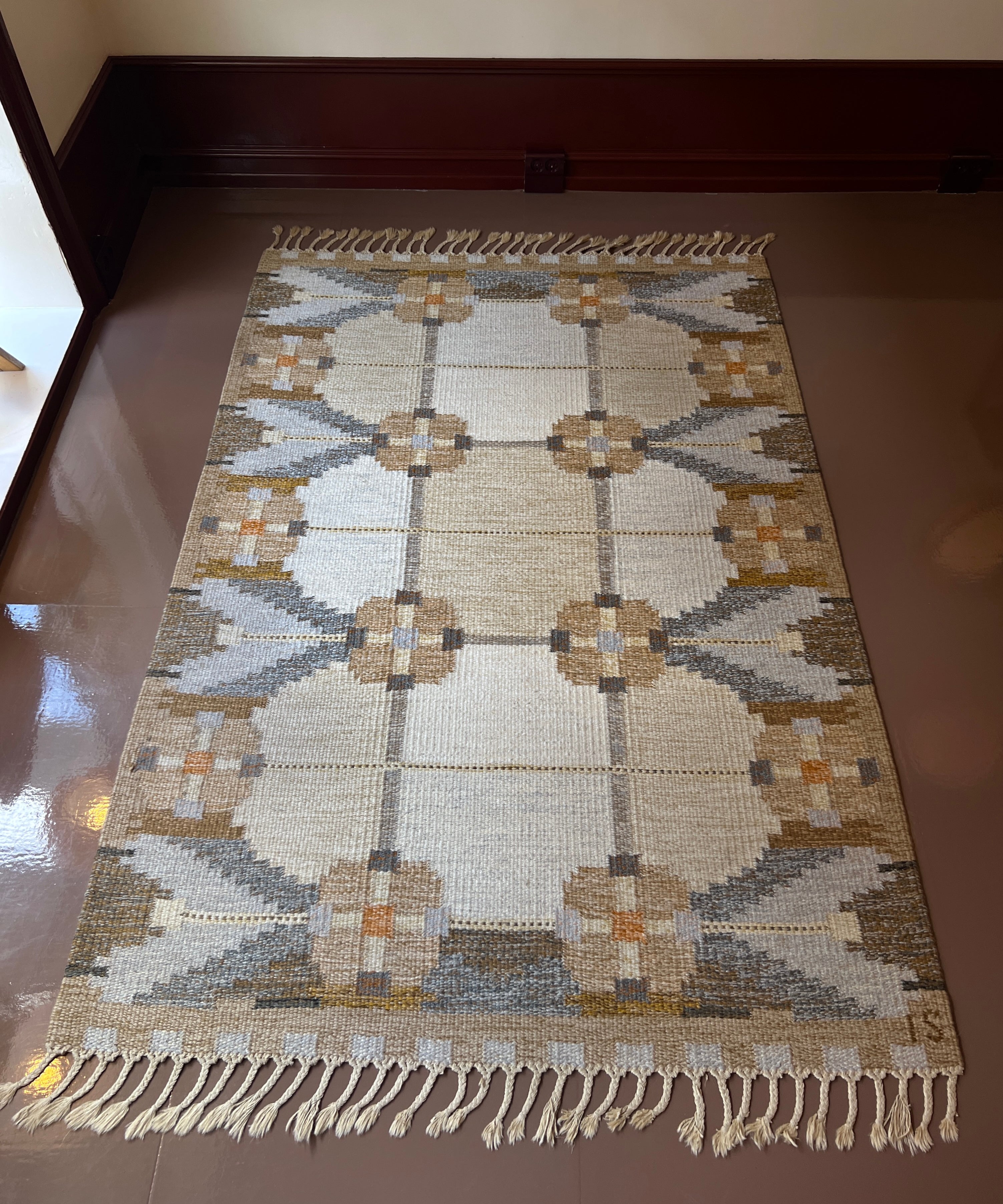 Vintage flat weave rug by Ingegerd Silow (IS)