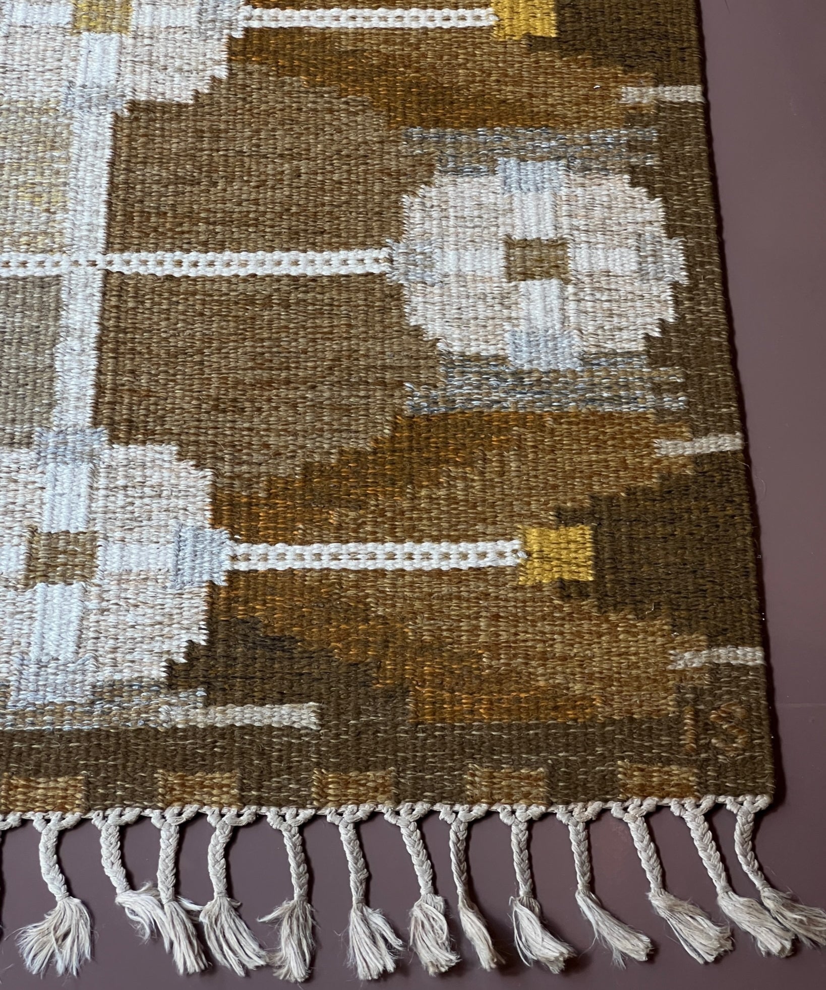 Vintage flat weave rug by Ingegerd Silow (IS)