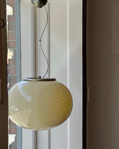 Vintage oval yellow swirl Murano ceiling lamp (D40)