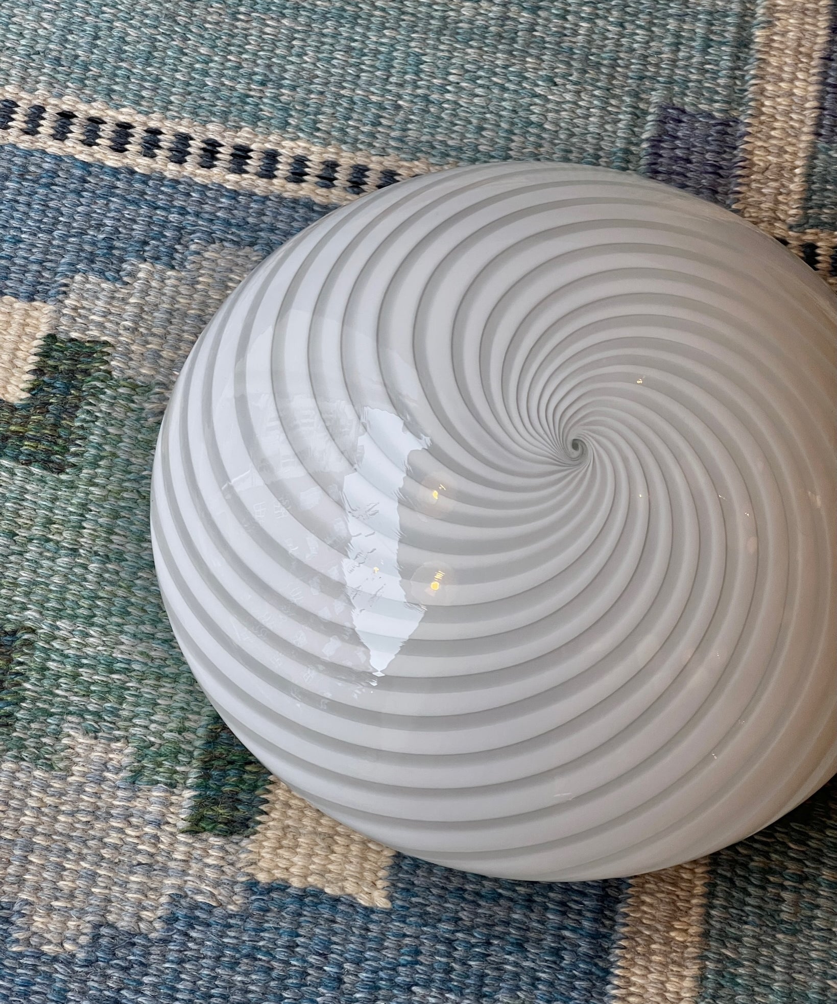 Vintage Murano white swirl ceiling/wall lamp (D30)