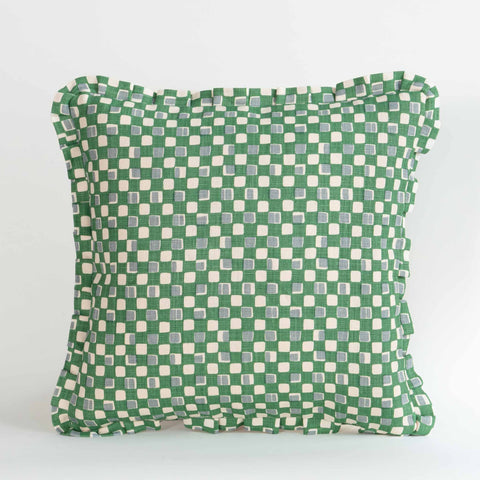 Faye ruffled cushion - Pea Green