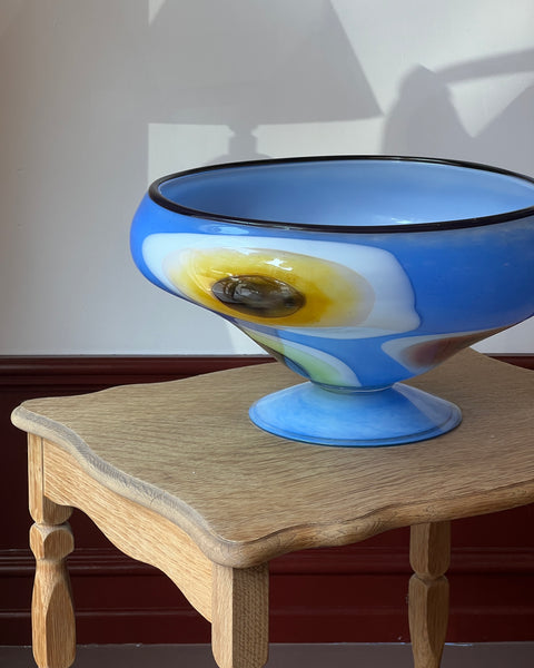 Large vintage blue Murano bowl