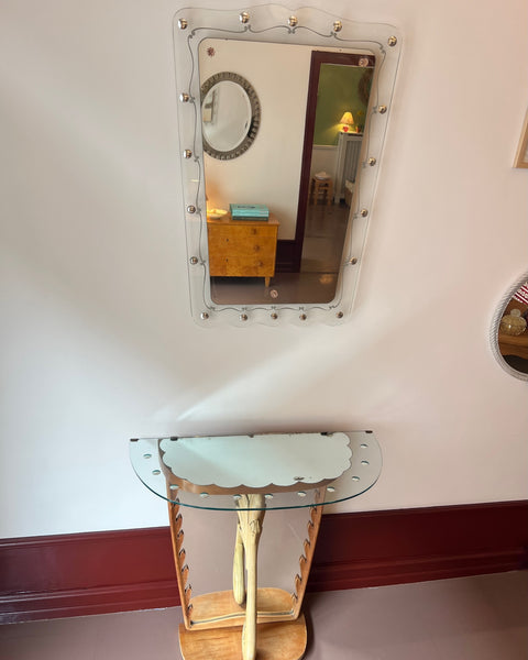 Set of vintage console table and mirror, Italy 1940s