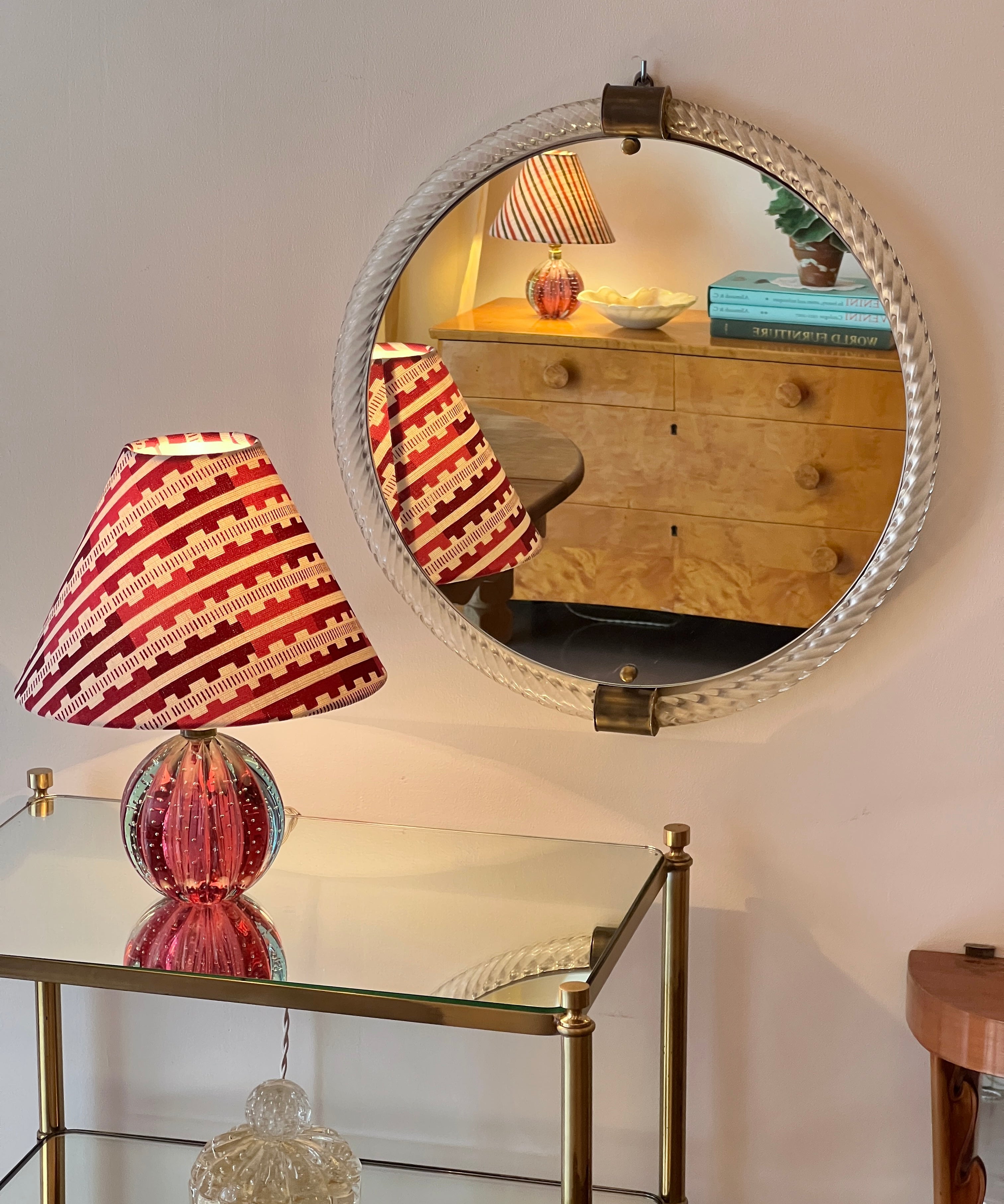 Vintage Italian mirror with twisted clear glass frame