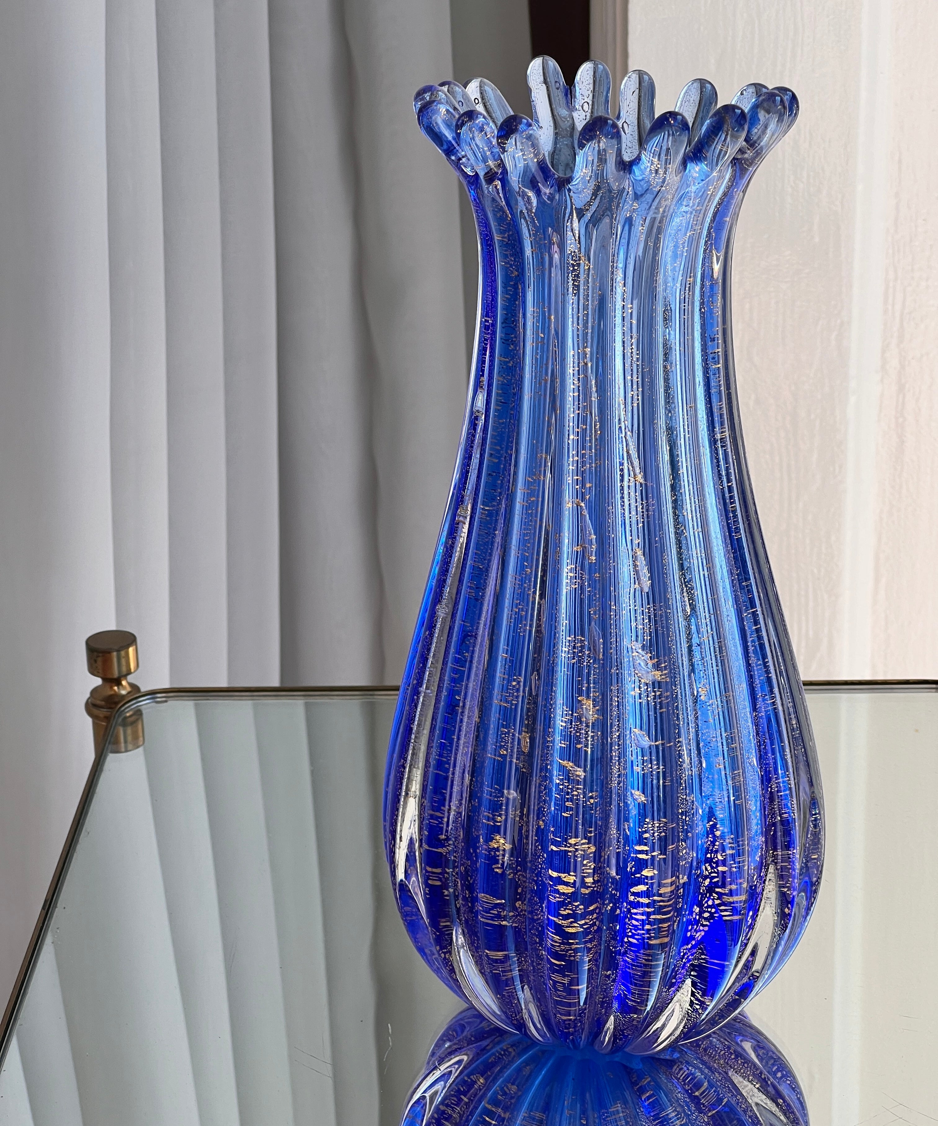 Vintage blue and golden Murano vase