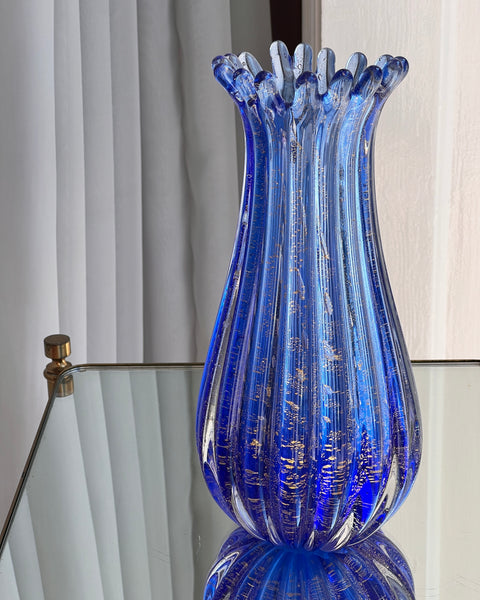 Vintage blue and golden Murano vase