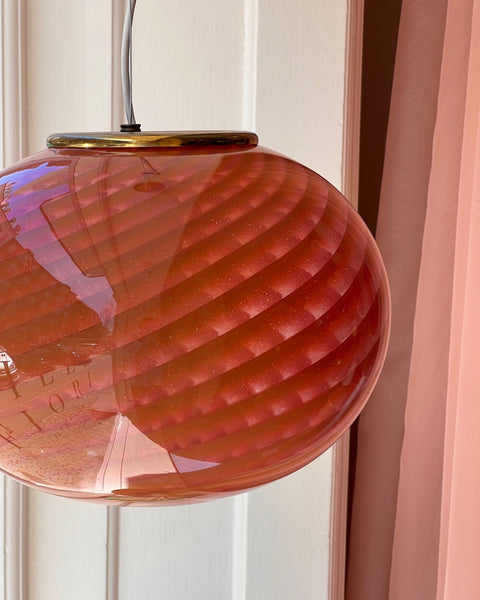 Vintage Murano orange/pink swirl ceiling lamp (D33)