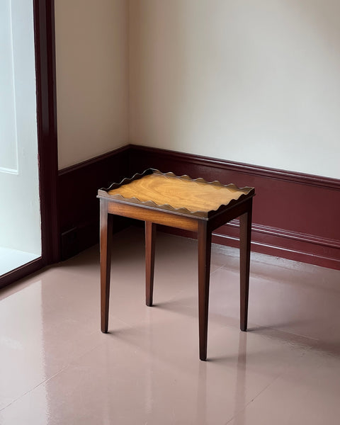 Vintage wavy/scalloped wooden side table