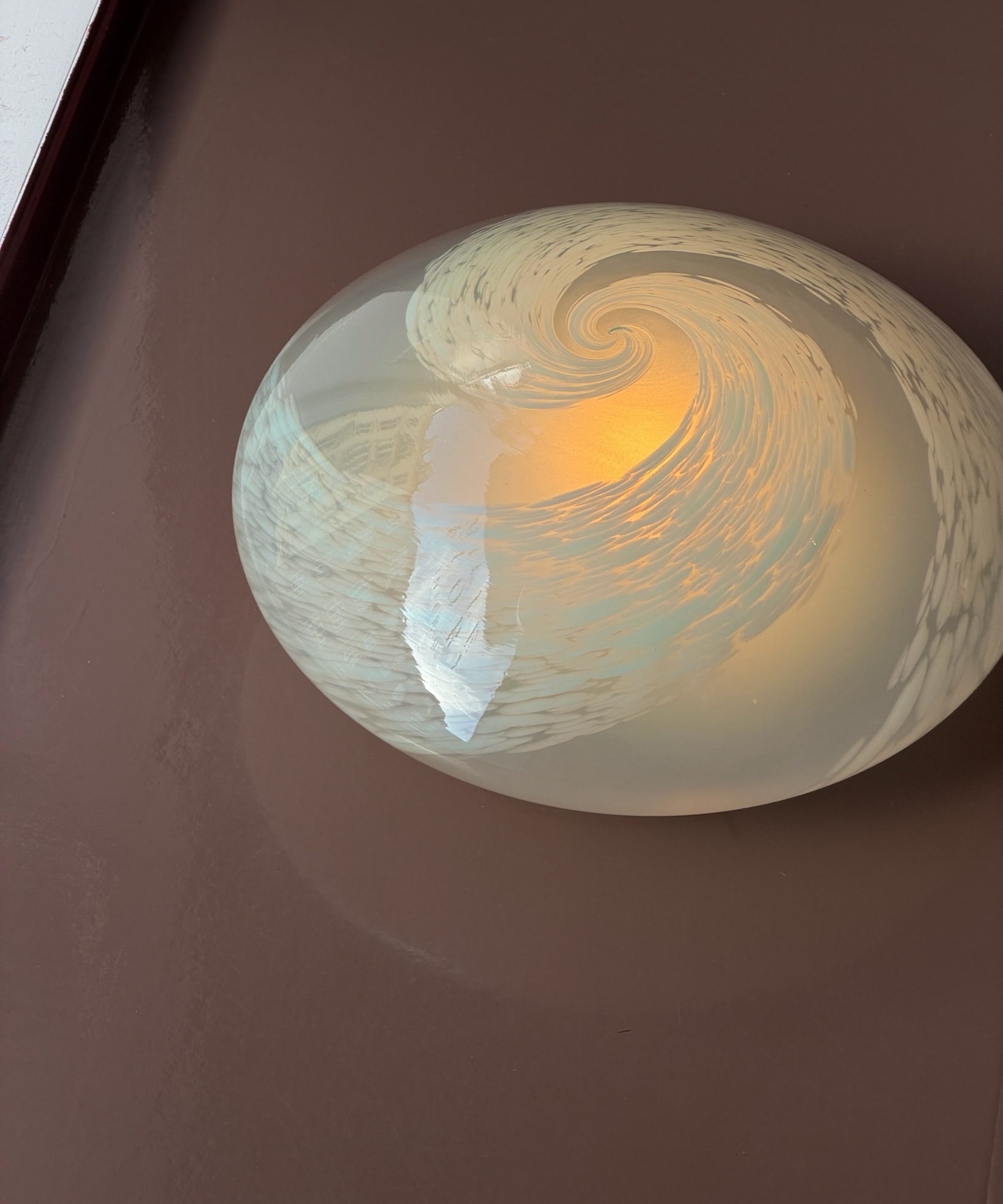 Vintage Murano frosted light blue ceiling/wall lamp (D40)