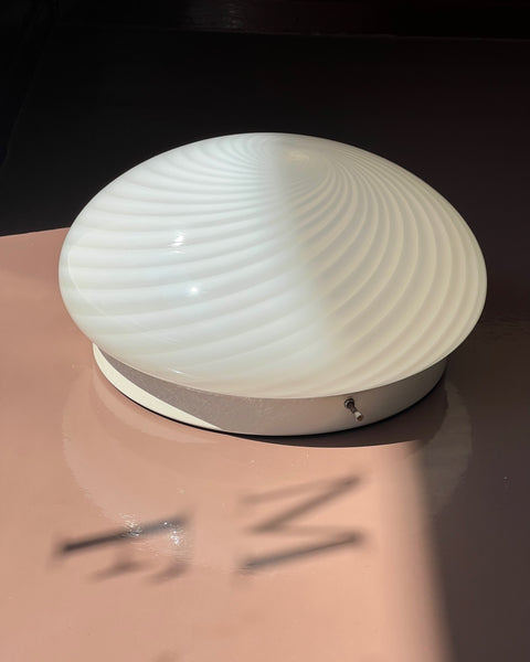 Vintage Murano white swirl ceiling/wall lamp (D30)