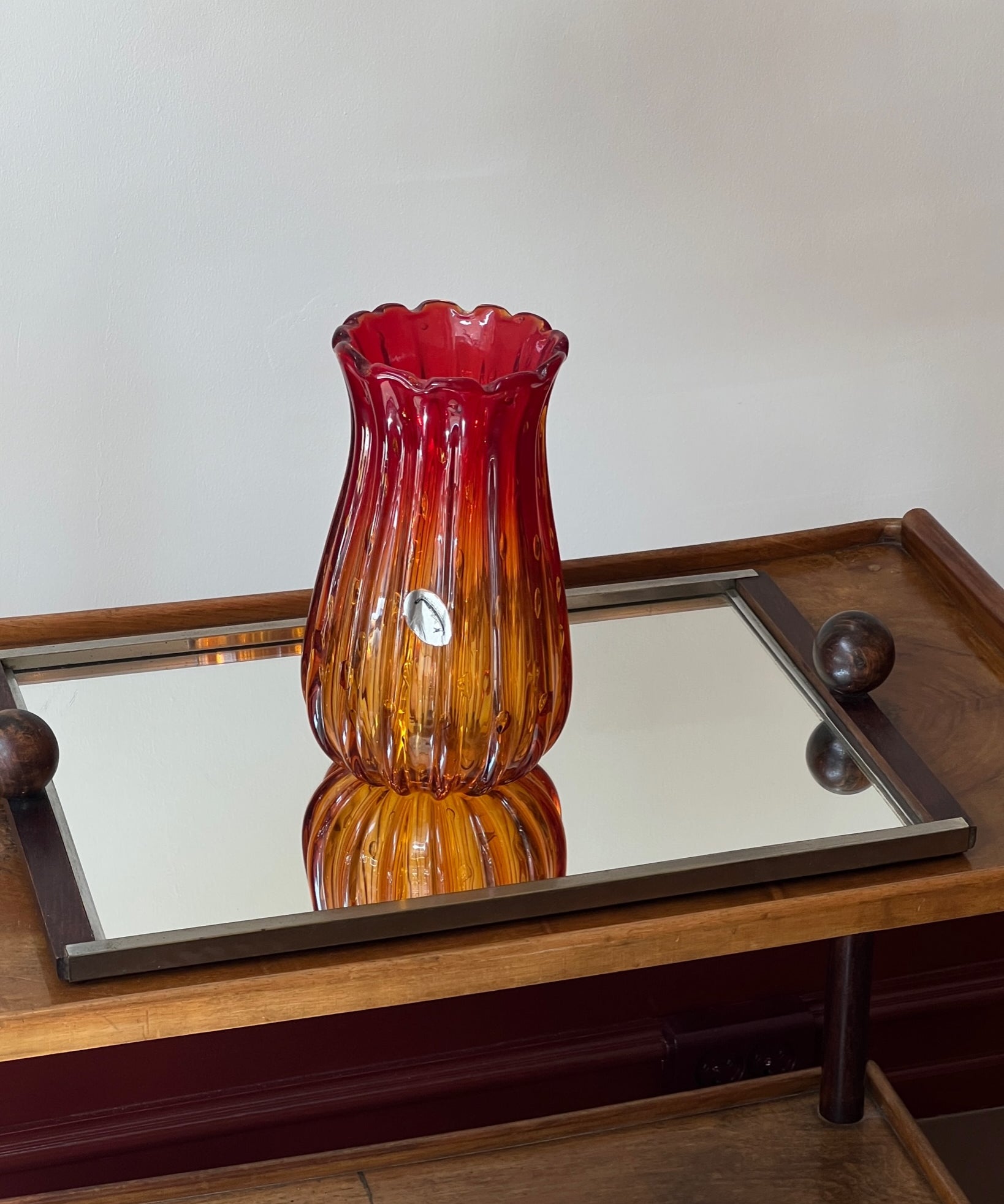 Vintage red/orange Murano vase