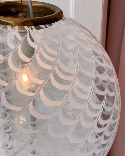 Vintage white clear Murano ceiling lamp (D40)