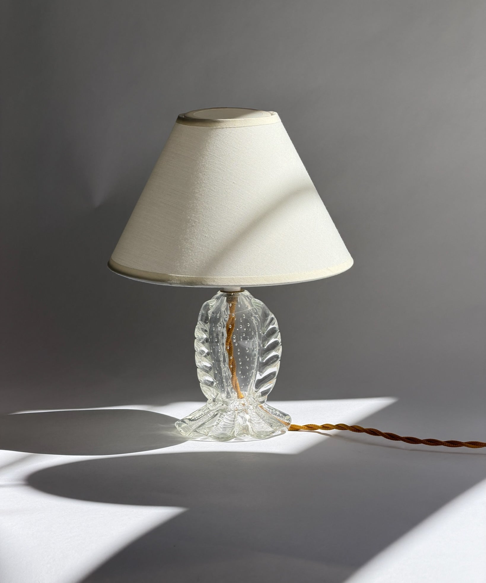 Vintage clear Murano table lamp (with lampshade)