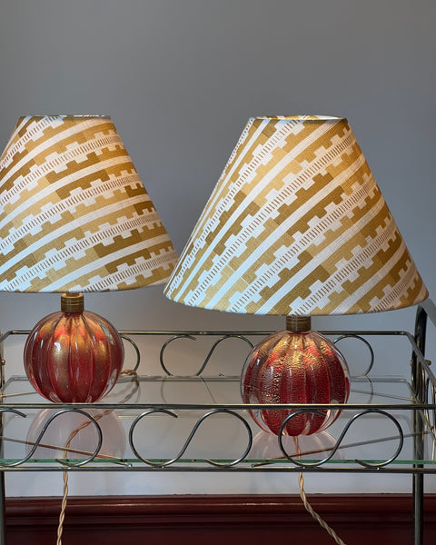 Vintage red/golden Murano table lamp (incl. lampshade) (2 available)