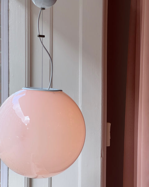 Vintage light pink round Murano ceiling lamp (D35)