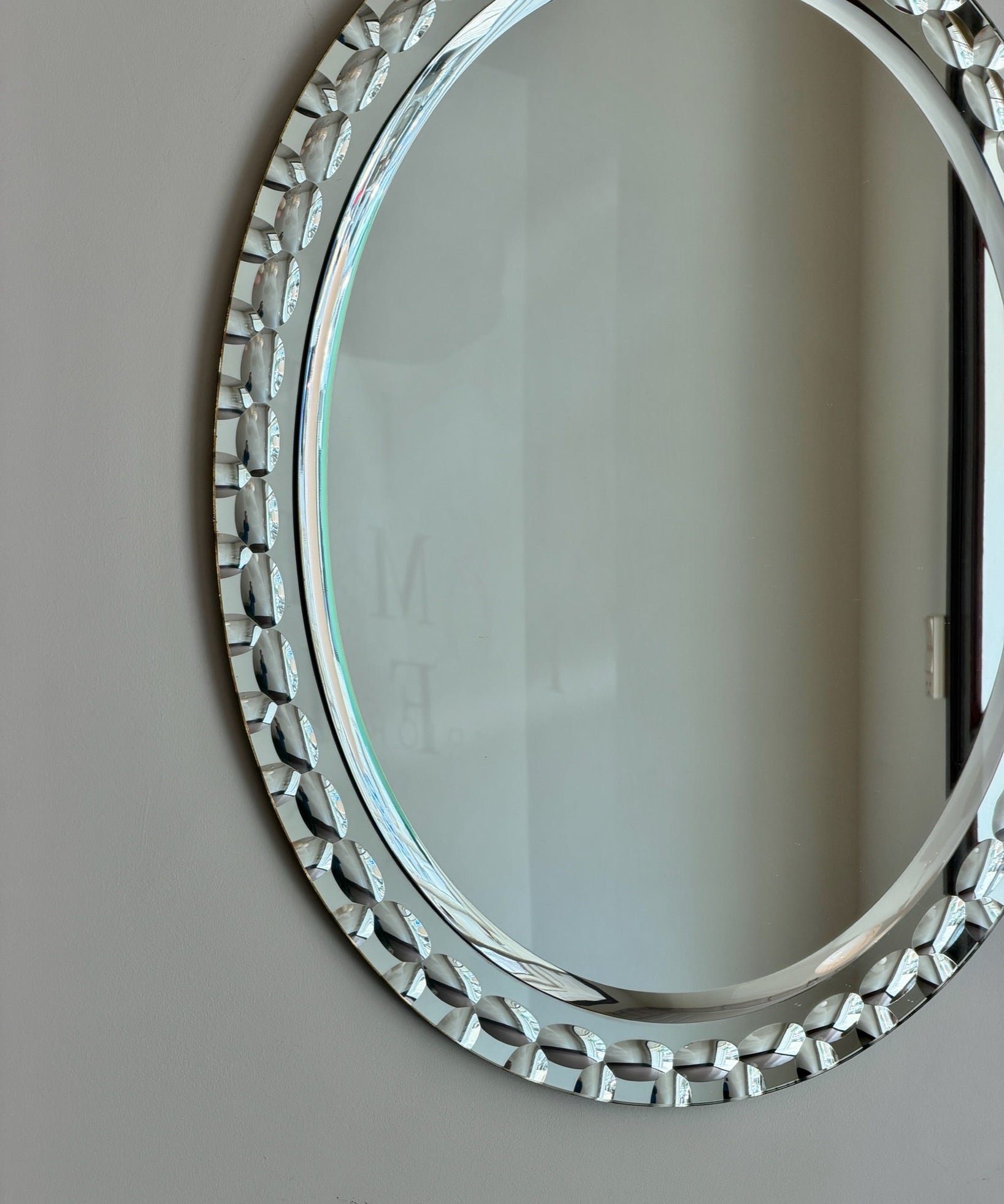 Vintage Italian mirror with faceted mirror frame