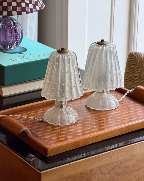 Vintage clear/frosted Murano table lamps