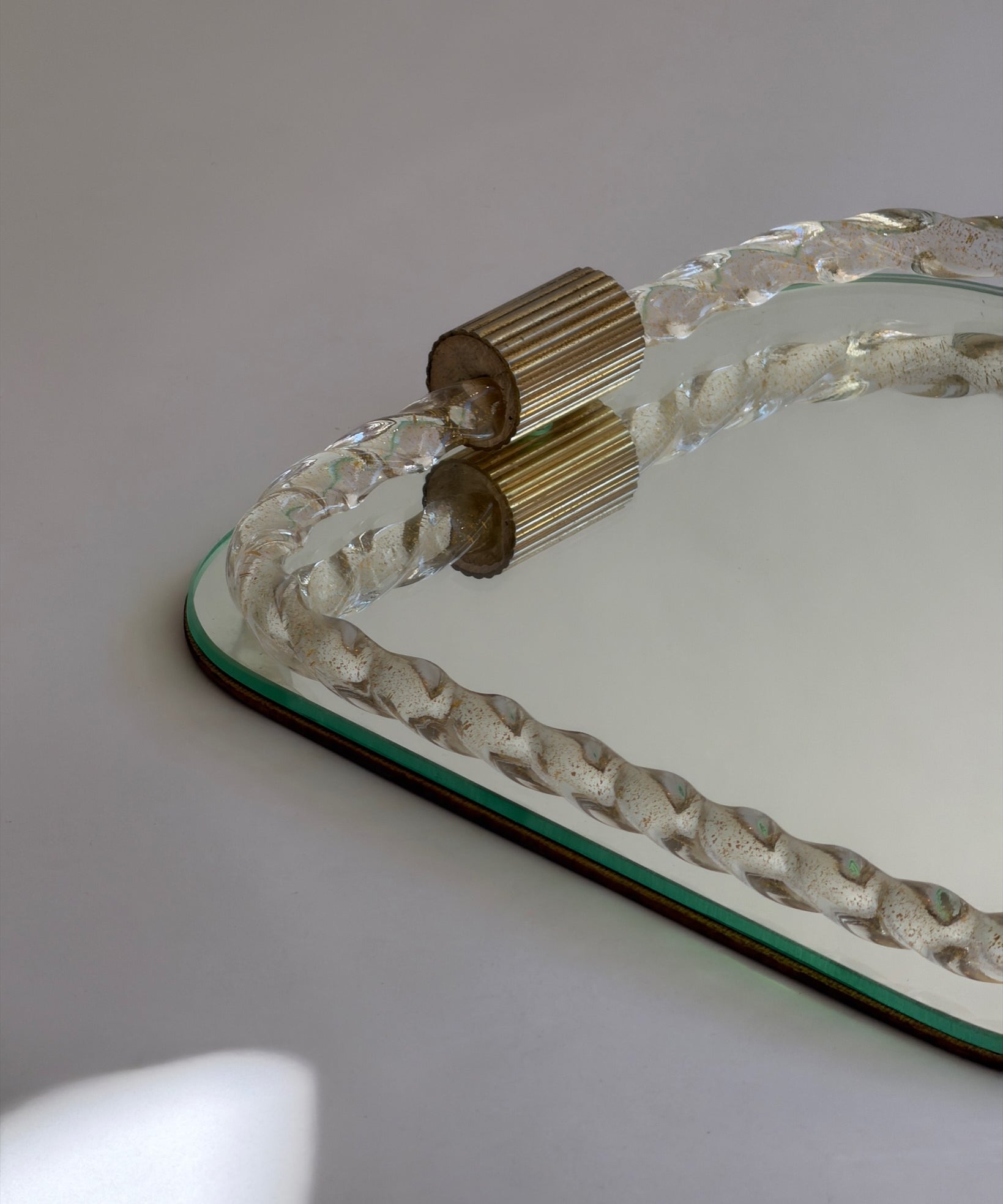 Vintage Italian mirror with twisted clear/golden glass frame