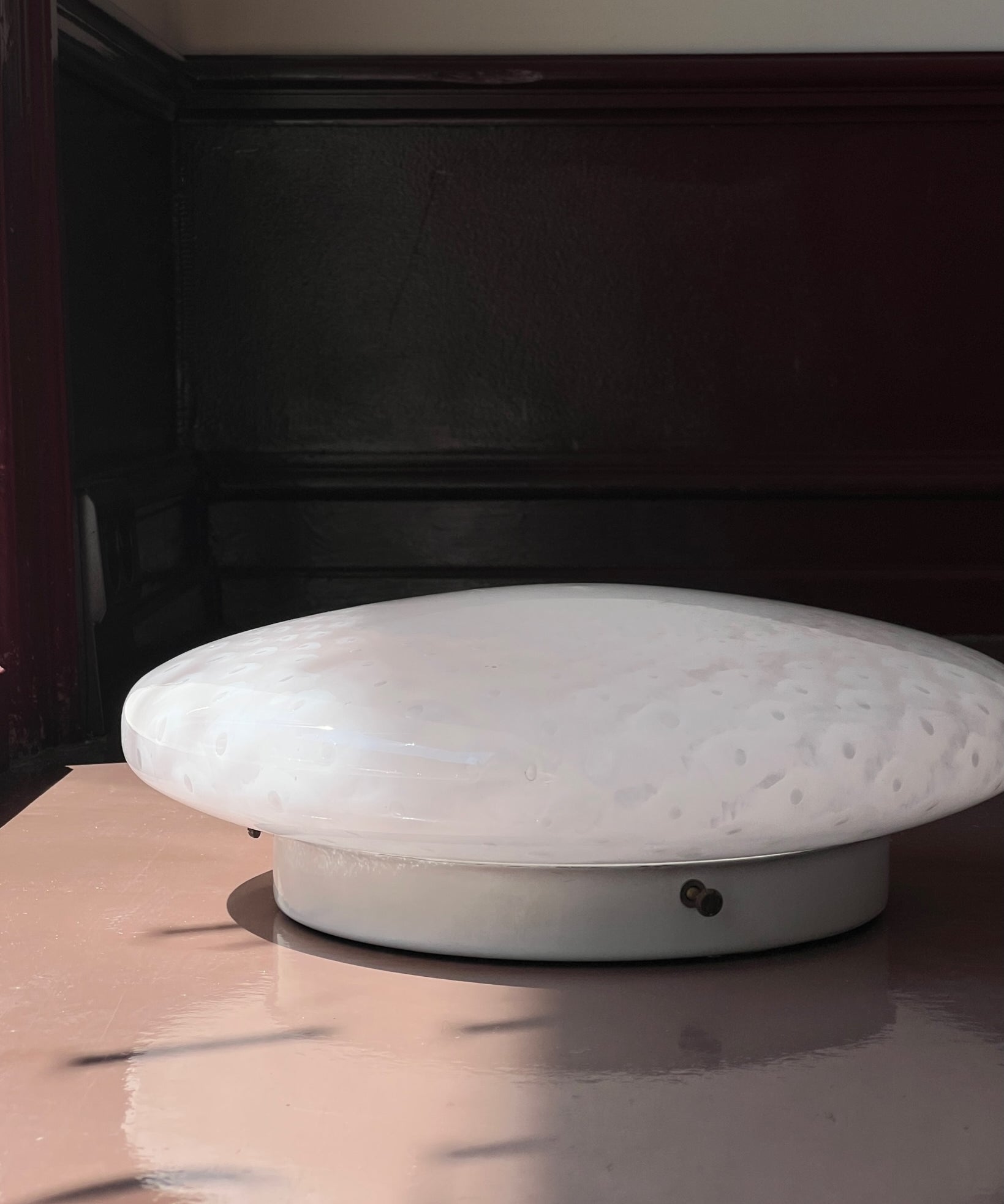 Vintage Murano light pink dotted ceiling/wall lamp (D30)